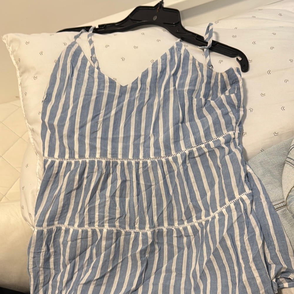 Blue and White Striped Top